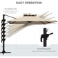 10ft Square Cantilever Patio Umbrella, 360° Rotating Overhanging Umbrella with Cross Base, Crank Handle, Khaki