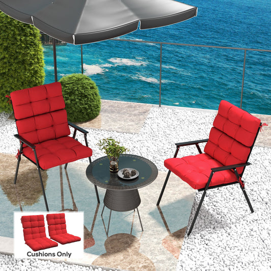 2-Piece Back Seat Cushion Replacement, Outdoor Patio Chair Cushions Set with Ties, Button Tufted, Red