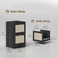 2 Drawer Filing Cabinet with Lock, Boho File Cabinet for A4 Letter Size Files with Decorative Rattan Accents, Black