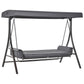 3 Person Porch Swing Bench with Adjustable Canopy, Cushions, Pillows for Porch and Backyard, Dark Grey