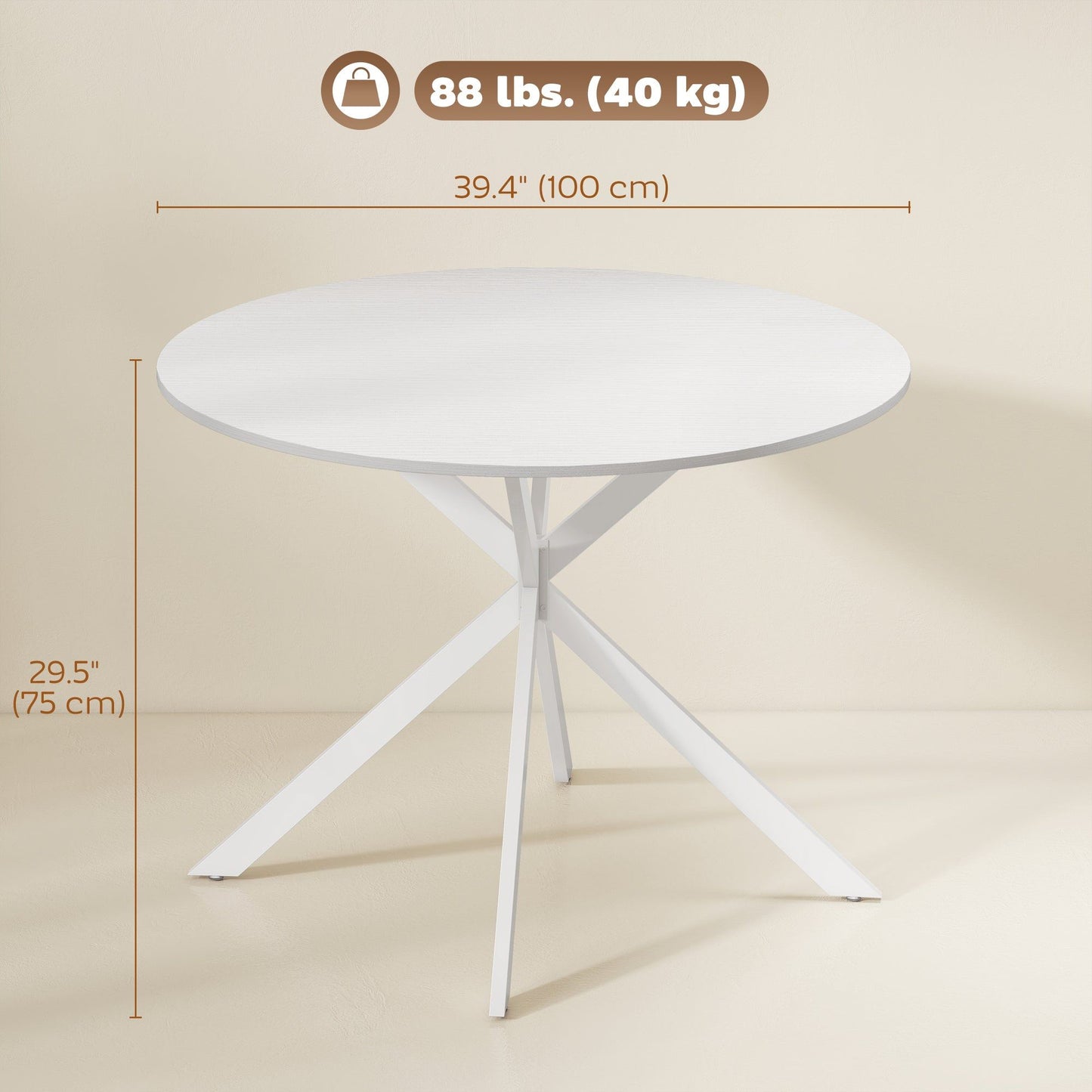 40" Round Industrial Dining Table for 4 - White Oak