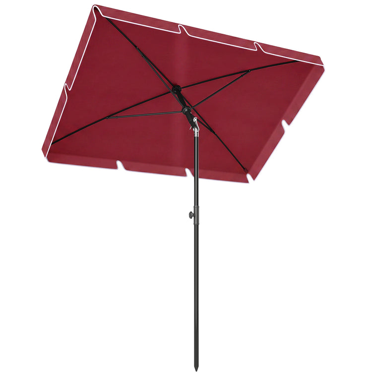 6.5' x 4' Red Aluminum Rectangle Patio Umbrella