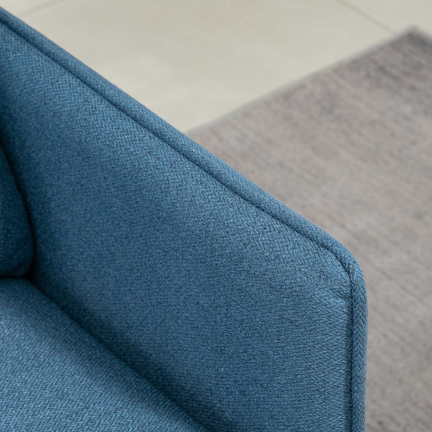 55" Loveseat Sofa, Linen Love Seat w/ S spring, Steel Legs and Button Tufting, Small Couch for Living Room, Dark Blue