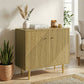Sideboard with Adjustable Shelf, Buffet Cabinet with 2 Doors and Gold Steel Legs for Dining Room, Oak