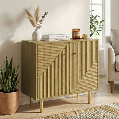 Sideboard Buffet Cabinet with Gold Legs - Oak