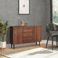 Kitchen Storage Sideboard, Buffet Cabinet with 2 Cupboard, 3 Drawers and Adjustable Shelves for Living Room Rustic Brown