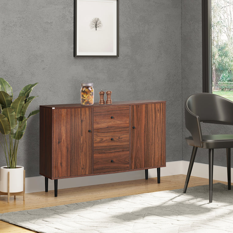 Kitchen Buffet Cabinet with 3 Drawers - Rustic Brown