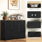 Modern Sideboard Cabinet, 41" Kitchen Buffet Cabinet with Drawer, Adjustable Shelf, 3 Doors for Dining Room, Black