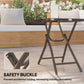 Patio Table, Folding Coffee Table with Tempered Glass Tabletop, Portable Bistro Table for Patio, Backyard