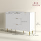 Modern Kitchen Storage Cabinet, Sideboard Buffet Cabinet w/ 3 Drawers and Adjustable Shelves for Kitchen Hallway, White