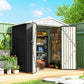 6.5' x 4' Outdoor Storage Shed, Metal Garden Shed with Lockable Double Doors, 4 Vents, Dark Grey