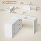 L Shaped Computer Desk Home Office Desk with 6 Drawers White Wood Grain