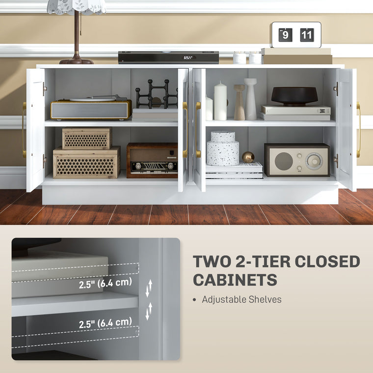 TV Stand with 4 Doors and Shelves for 55" TV - White