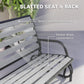 2 Person Outdoor Glider Bench, Patio Glider Loveseat with Faux Wood Slatted Seat and Back, Steel Frame, Grey