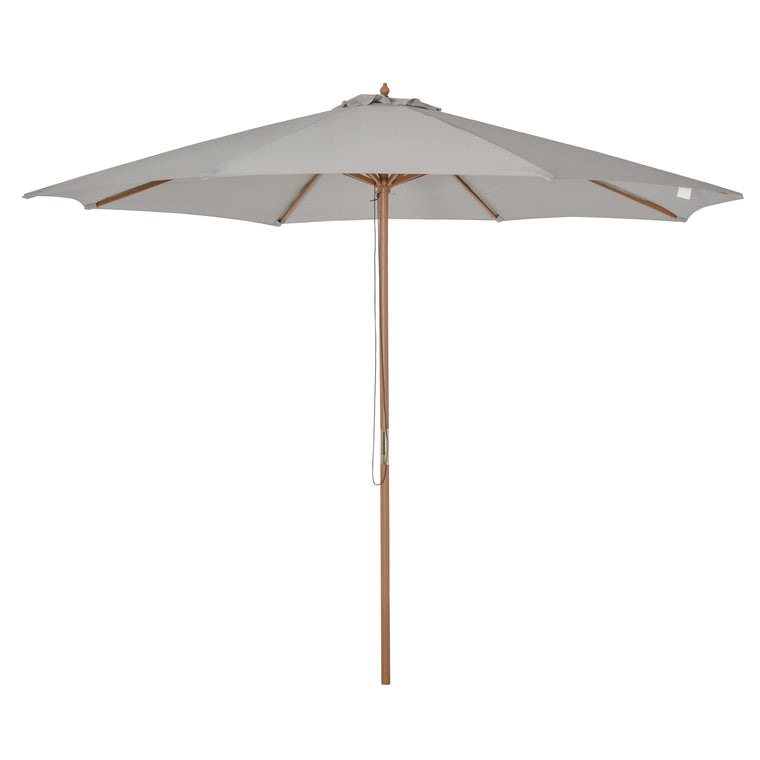 10' x 8' Grey Wooden Patio Umbrella with Bamboo Ribs