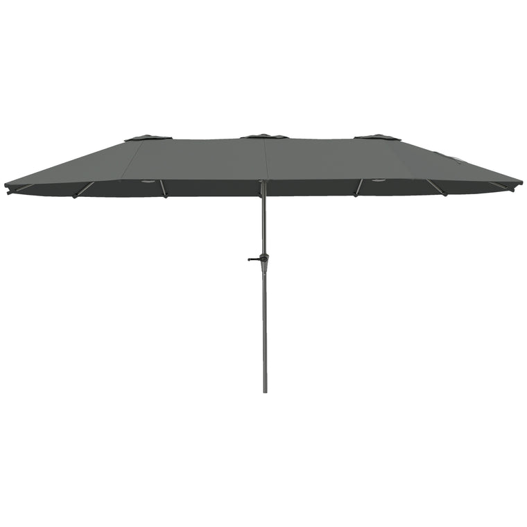 13ft Light Grey Double-Sided Patio Umbrella with Crank