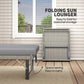 Folding Outdoor Lounge Chair, Wicker Chaise Lounge Tanning Chair with Cushion for Beach, Poolside, Garden, Grey