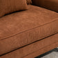 Modern 3 Seater Sofa, Corduroy Fabric 3 Seater Couch with Pine Wood Legs and Rolled Armrests for Living Room, Brown