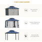 10'x12' Hardtop Patio Gazebo Aluminum Gazebo Canopy with Double Tier Roof, Curtains, Netting Sidewalls, Black & Grey