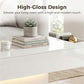 LED Coffee Table with Storage, High Gloss Modern Center Table with 2 Drawers and Remote Control for Living Room, White