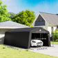 Portable Garage, Heavy Duty Carport Canopy with Ventilation Windows and Large Roll-up Door, Dark Grey
