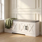 Shoe Bench with Cushion Shoe Storage Bench with Doors Adjustable Shelves for Entryway, White