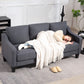 3 Seater Sofa, Modern Couch with Pocket Spring, Linen Upholstered, Thick Padded, Charcoal Grey