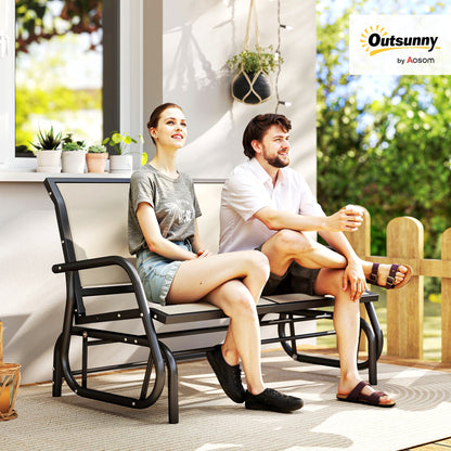 Cream White Outdoor Glider Bench with Mesh Fabric