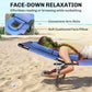 Folding Chaise Lounge Chair, Reclining Beach Tanning Chair with Face Hole, Pillow, 4-Position Adjustable Lay Flat Sun Lounger, Steel Frame for Outdoor Patio Pool, Blue
