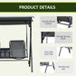 2 Person Covered Porch Swing Patio Swing with Pivot Storage Table, Cup Holder, & Adjustable Overhead Canopy, Black