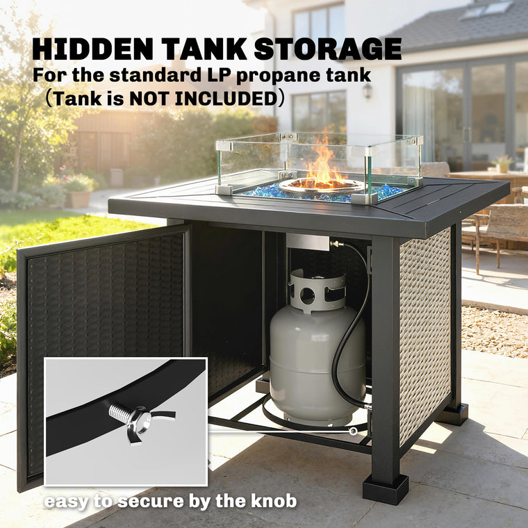 32" CSA-Certified Propane Fire Pit Table with Lid
