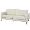 3-Seater Button-Tufted Sofa with Wood Legs