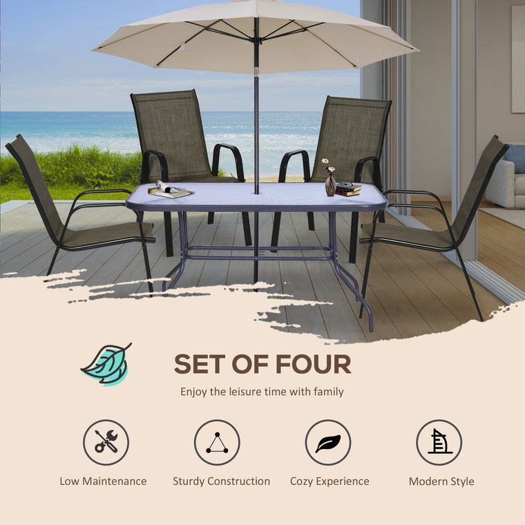Brown & Black Stackable Dining Chairs with Armrests