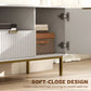 Modern TV Console for TVs up to 60 Inch, Entertainment Center with Smart RGB LED Lights and Soft Close Doors, White
