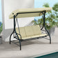 Convertible Patio Swing Bed with Canopy and Cushions, 3 Seater Porch Swing for Outdoor, Backyard, Garden, Beige