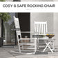 3 Pieces Outdoor Rocking Chair Set, Wooden Patio Rocking Chair Set with Folding Table, High Back and Armrests, White
