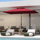 6' x 10' Patio Umbrella with 22 LED Solar Lights and Tilt, Rectangular Outdoor Table Umbrella with Crank, Wine Red