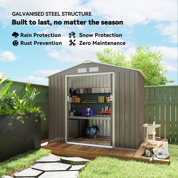 7' x 4' x 6' Metal Tool Shed with Double Doors and Foundation Kit