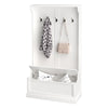 3-in-1 Hall Tree with Shoe Storage Bench - White