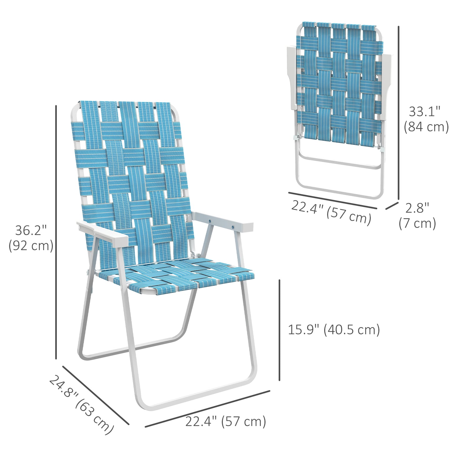 Set of 2 Folding Patio Chairs, Portable Chair Set with Armrests for Camping, Garden, Pool, Beach, Backyard, Green