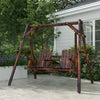 Wooden 2-Seat A-Frame Porch Swing with Table