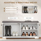 Shoe Storage Bench with Padded Seat, Entryway Bench Holds up to 352 lb, Shoe Organizer, 8 Pairs, White Wood Grain