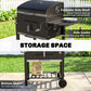 BBQ Trolley Charcoal Grill Portable Stainless Steel Barbecue Tool Kits w/ Wheels Side Shelf for Camping Hiking Picnic