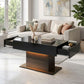 LED Coffee Table with Storage, High Gloss Modern Center Table with 2 Drawers and Remote Control for Living Room, Black