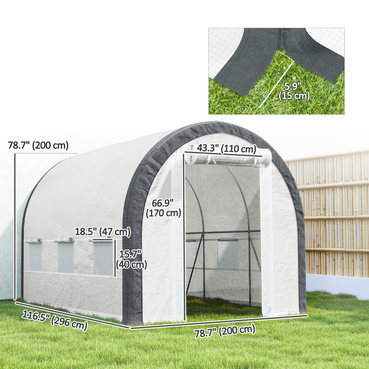 Tunnel Greenhouse with Mesh Door & Windows