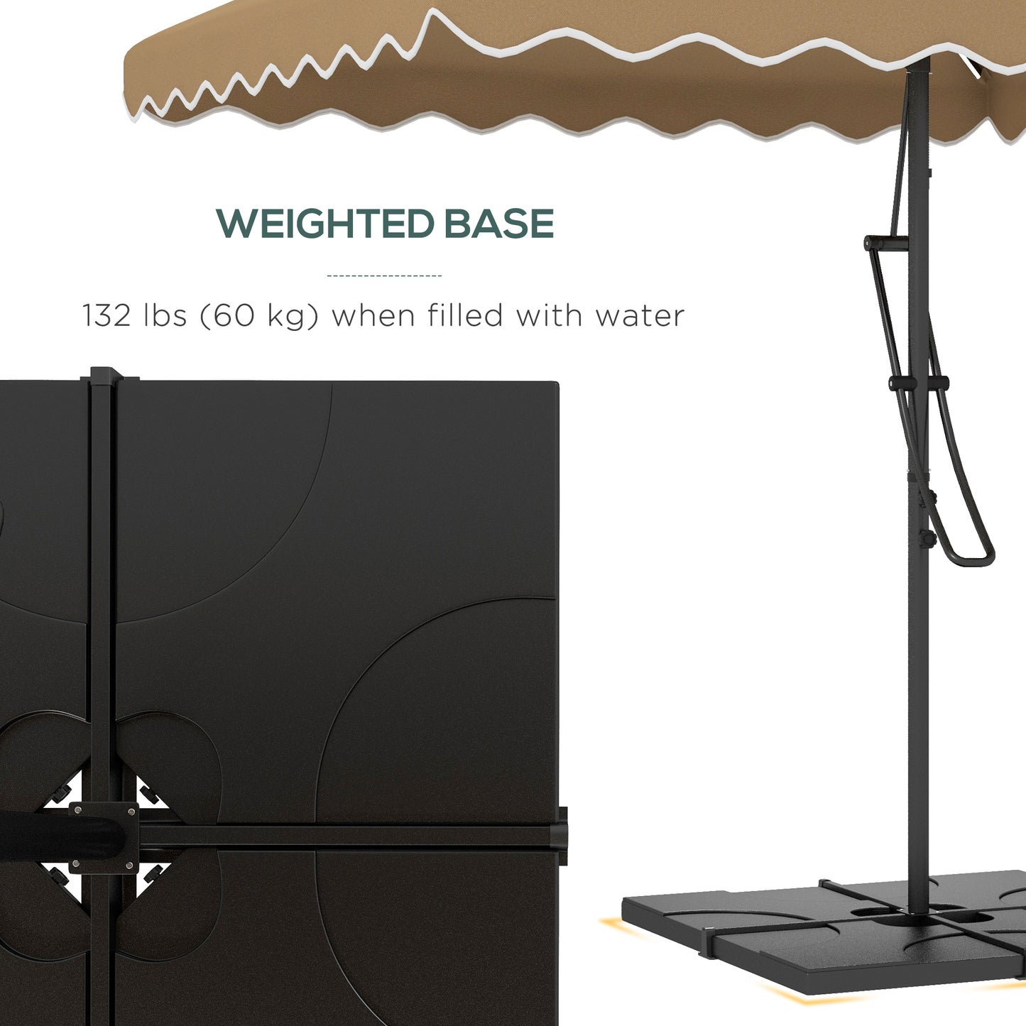 8' x 8' Khaki Double-Top Offset Parasol with Solar LEDs