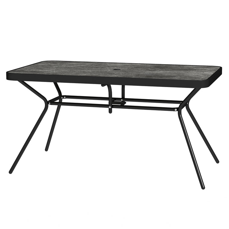 55" Rectangle Outdoor Dining Table with Umbrella Hole