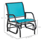Patio Glider Set of 2 Outdoor Glider Chair with Breathable Mesh Seat & Backrest, Armrests and Metal Frame, Blue