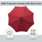 9ft Solar Patio Umbrella Outdoor Sunshade 24 LED Lights Tilt Canopy, Wine Red