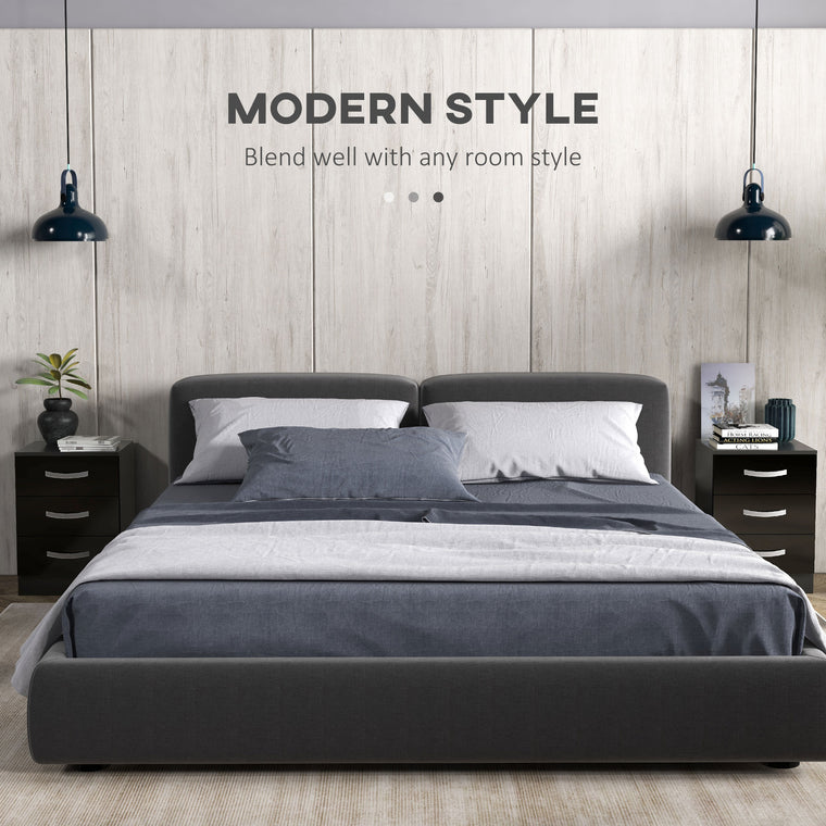 Nightstand Set of 2 with High-Gloss Drawers - Black